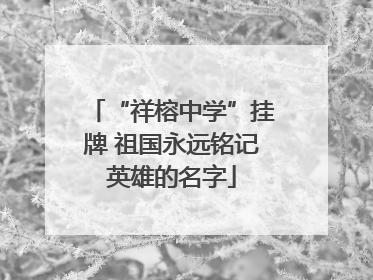 “祥榕中学”挂牌 祖国永远铭记英雄的名字