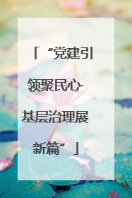 “党建引领聚民心·基层治理展新篇”