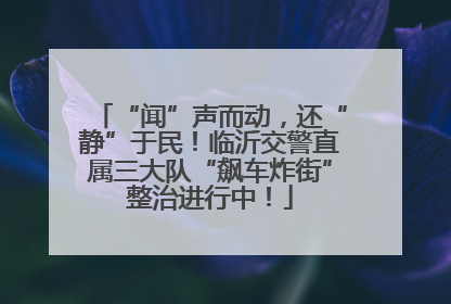 “闻”声而动，还“静”于民！临沂交警直属三大队“飙车炸街”整治进行中！