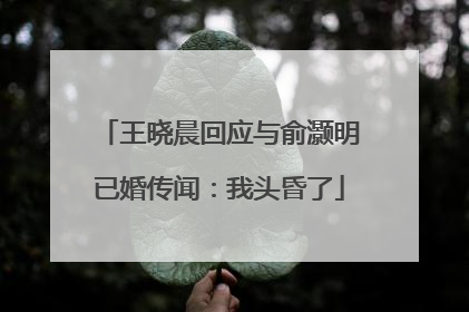 王晓晨回应与俞灏明已婚传闻：我头昏了