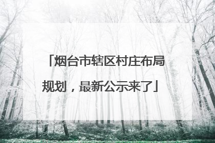 烟台市辖区村庄布局规划，最新公示来了