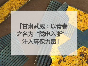 甘肃武威：以青春之名为“陇电入浙”注入环保力量