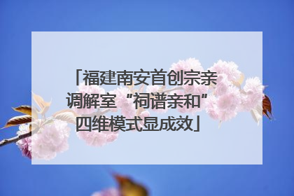 福建南安首创宗亲调解室“祠谱亲和”四维模式显成效