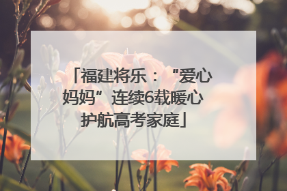 福建将乐：“爱心妈妈”连续6载暖心护航高考家庭