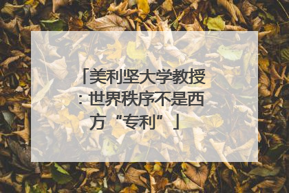 美利坚大学教授：世界秩序不是西方“专利”