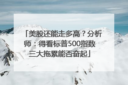 美股还能走多高？分析师：得看标普500指数三大拖累能否奋起