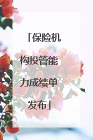 保险机构投管能力成绩单发布