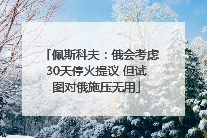 佩斯科夫：俄会考虑30天停火提议 但试图对俄施压无用