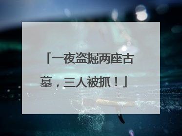 一夜盗掘两座古墓，三人被抓！