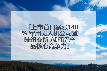 上市首日暴涨140% 军用无人机公司登陆纽交所 AI打造产品核心竞争力
