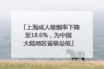 上海成人吸烟率下降至18.6%，为中国大陆地区省级最低