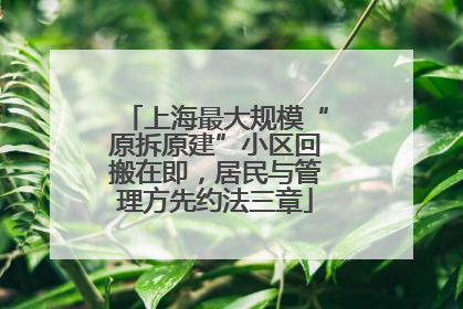 上海最大规模“原拆原建”小区回搬在即，居民与管理方先约法三章