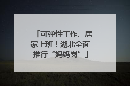 可弹性工作、居家上班！湖北全面推行“妈妈岗”