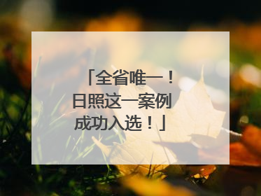全省唯一！日照这一案例成功入选！