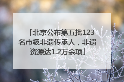 北京公布第五批123名市级非遗传承人，非遗资源达1.2万余项
