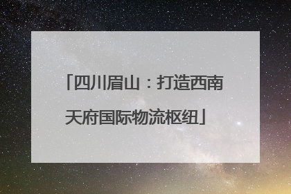 四川眉山：打造西南天府国际物流枢纽