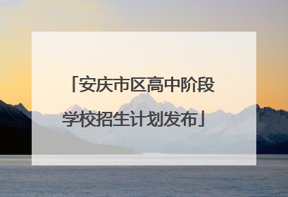 安庆市区高中阶段学校招生计划发布