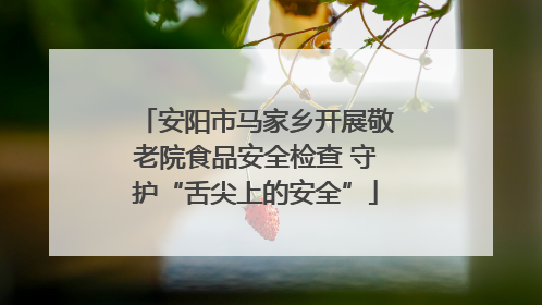 安阳市马家乡开展敬老院食品安全检查 守护“舌尖上的安全”