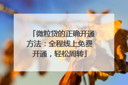 微粒贷的正确开通方法：全程线上免费开通，轻松周转