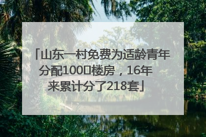 山东一村免费为适龄青年分配100㎡楼房，16年来累计分了218套
