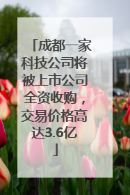 成都一家科技公司将被上市公司全资收购，交易价格高达3.6亿
