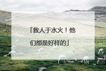 救人于水火！他们都是好样的