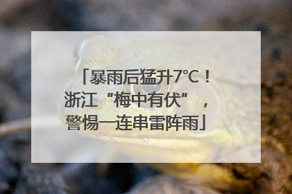 暴雨后猛升7℃！浙江“梅中有伏”，警惕一连串雷阵雨
