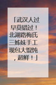 武汉人过早莫错过！北湖路梅氏三姊妹手工现包大馄饨，超鲜！