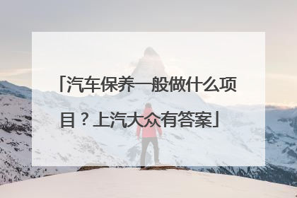 汽车保养一般做什么项目？上汽大众有答案