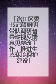 洛江区委书记颜丽明带队调研督导巡视反馈意见整改工作，推进生态环境保护建设