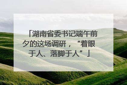 湖南省委书记端午前夕的这场调研，“着眼于人、落脚于人”