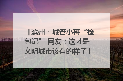 滨州：城管小哥“捡包记” 网友：这才是文明城市该有的样子