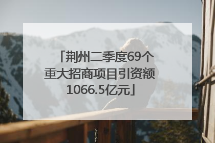 荆州二季度69个重大招商项目引资额1066.5亿元