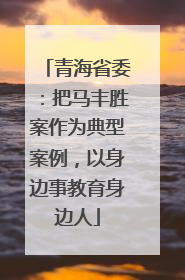 青海省委：把马丰胜案作为典型案例，以身边事教育身边人
