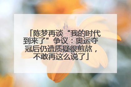 陈梦再谈“我的时代到来了”争议：奥运夺冠后仍遭质疑很煎熬，不敢再这么说了
