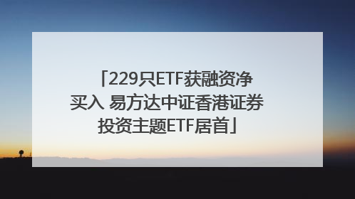 229只ETF获融资净买入 易方达中证香港证券投资主题ETF居首