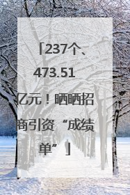 237个、473.51亿元！晒晒招商引资“成绩单”